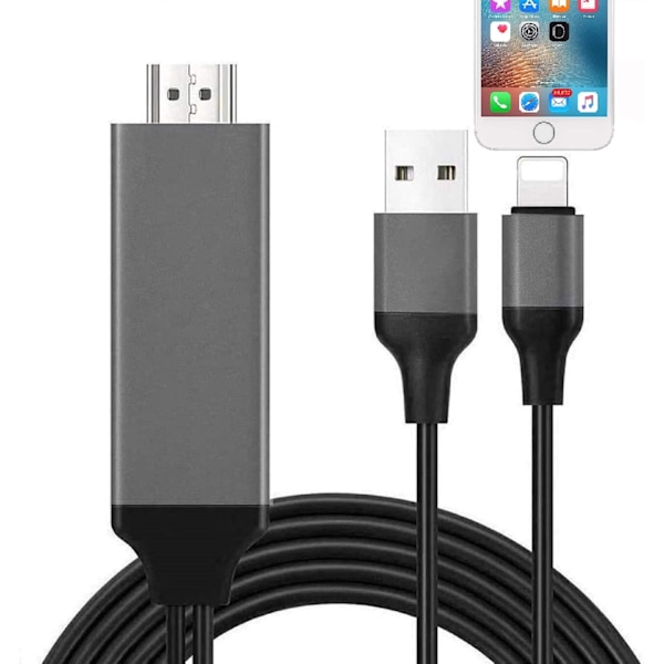 Lightning til HDMI-kabeladapter kompatibel med iPhone - Sort