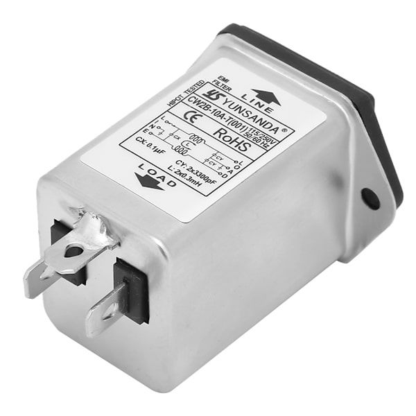 CW2B-10A T (001) EMI-filter med säkringshållare 2-i-1 enkel säkerhet 125/250v