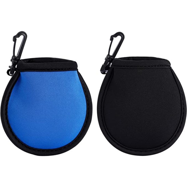 Tvådelad rengöringsväska för golfboll (svart och blå), bärbar golf