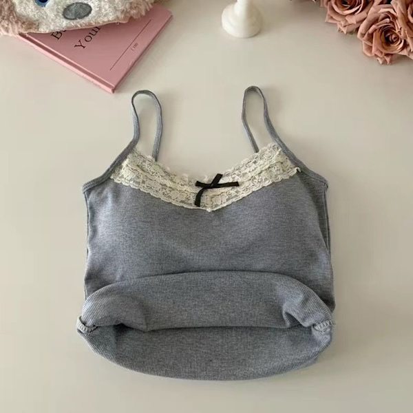Neule Crop Top Naisille Yksivärinen Sling Topit Neule Tank Top Grey