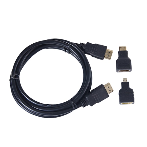 3 in 1 kullattu HDMI + Mini + Micro HDMI -sovitinkaapel 1,5 m