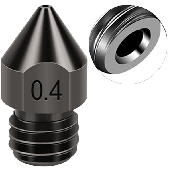 2 stk. MK8 hærdet stål dyse printhoved forbrugsvarer 1,75/0,4 mm 3D-printer ekstruder dyser til Ender3/V2/PRO