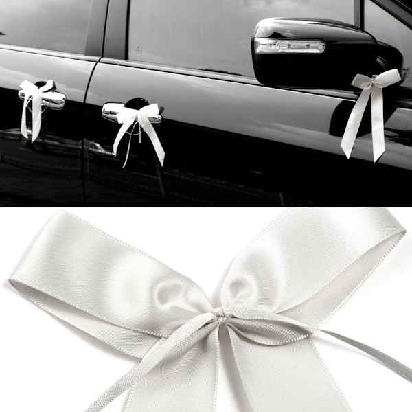 50 stk. Delikate bryllupsbænk Finish Bowknots Ribbons Bow Cars Chairs Dekorationer. (hvid) Festbue bundet med gazesløjfe