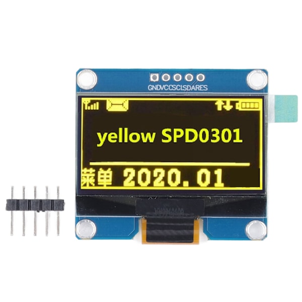 1,54 tommer displaymodul 5 pin IPS SPD0301 IC 128x64 opløsning SPI IIC interface organisk lysemitterende diode modul gul