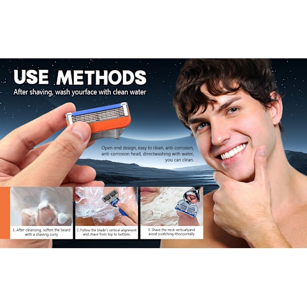 24 stk. barberblad barberbladrefiller for Fusion 5, barberblader for menn - Oransje Ny Versio