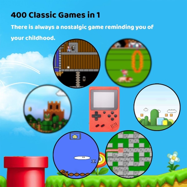 Sisäänrakennettu 400 klassista peliä Retro-videopelikonsoli Lasten lahja RED