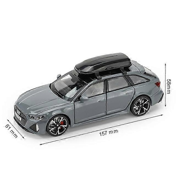 1/32 RS6 Leksaksbilmodell med Ljud Ljus Dörrar Öppnade Legering Diecast Modellfordon Samling Leksak för Pojke Vuxen Festivalpresent Grey
