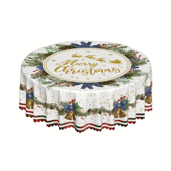 1 st Polyester Duksduk Jultema Täcke Tall Gyllene Klocka Mönster Duksduk Jul Atmosfärisk Bord Dekoration Duksduk 280 Tablecloth 280 60Inch（152cm）/Round