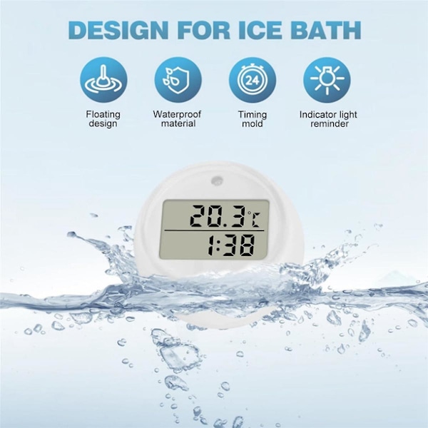 Isbads Termometer Timer, Flytande Termometer för Isbad, Vattentät IP67, Kallt Dopp Termometer & Timer
