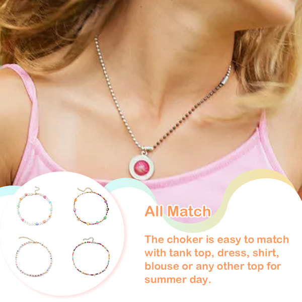 1/2/3/5 Pärlhalsband Pärlchoker Justerbar Kedja Boho Typ Type 1 1 Pc