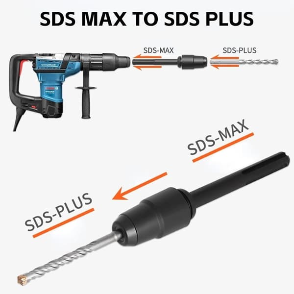 SDS Max til SDS Plus Adapter til Borehammer til SDS Max Borehammer Sort