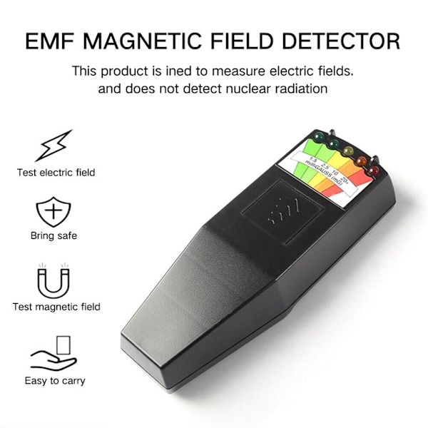 LED EMF-måler Magnetfeltdetektor Spøgelsesjagt Paranormalt udstyr Magnetfeltdetektor til spøgelsesjagt og paranormal efterforskning-WELLNG Balck