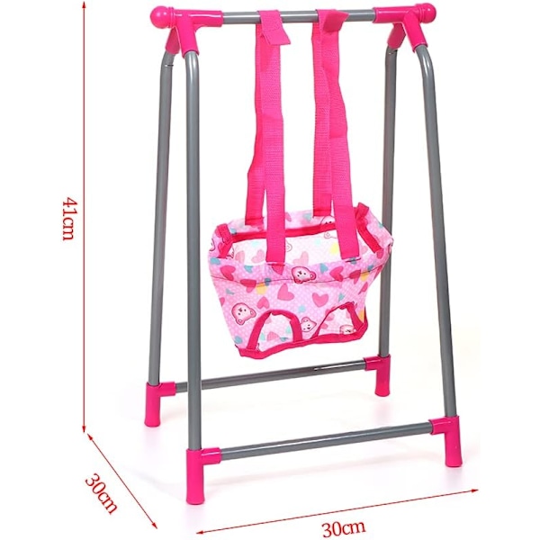 Baby Doll Play Set 5 i 1 Dukker Tilbehør Bundle Dukkevogn Dukke Høy Stol Bouncer Vugge Swing Dukkemøbler Barnerom Lekesett Rolle (swing)