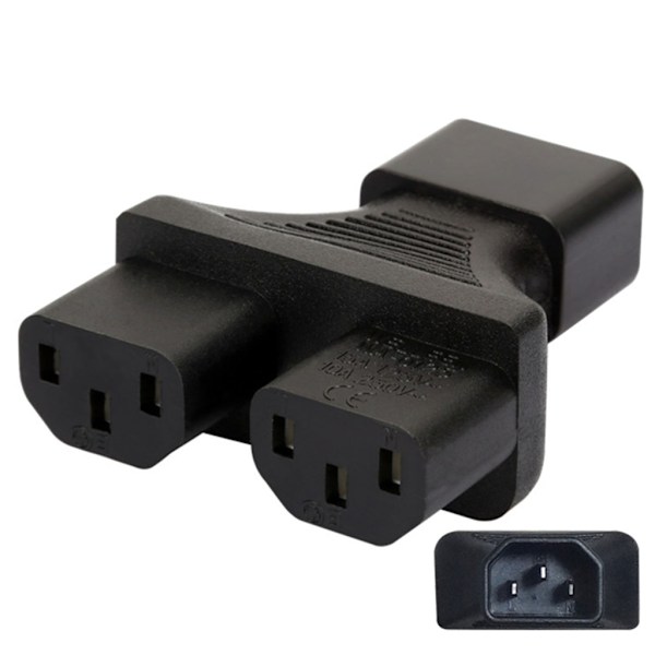 IEC320 C14 til dobbelt IEC320 C13/C15/Nema 5-15R strømadapter 3 terminaler strømadapter han til hun strøm null - B 0.08