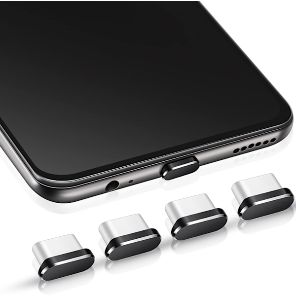 4 stk. (svart) USB C støvpropp Type-C deksel Kompatibel