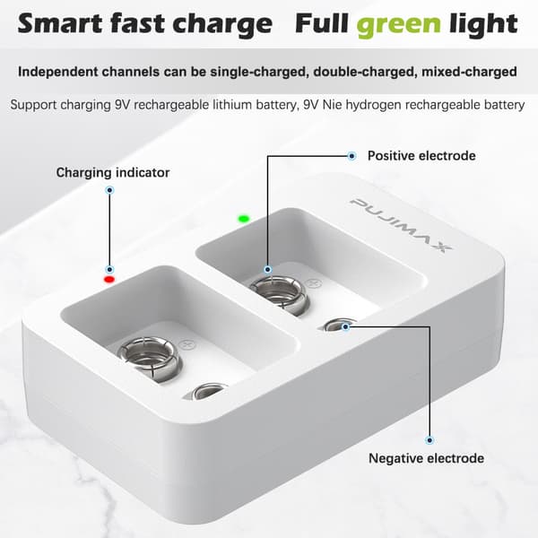 1 stk. 2-plads 9V Smart hurtig batterilader