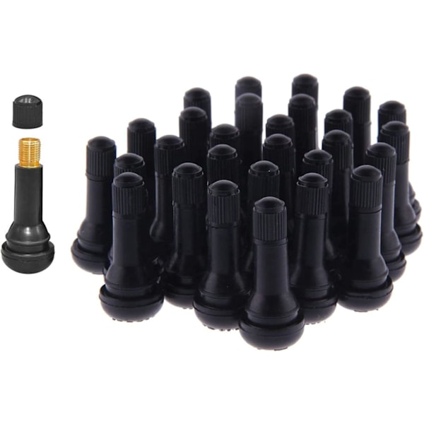 Sbnowtain 40pcs Car Valves Tubeless Valve Caps, TR414 Tire Valves, Rubber Tire Valves Valve Stem Set, Black