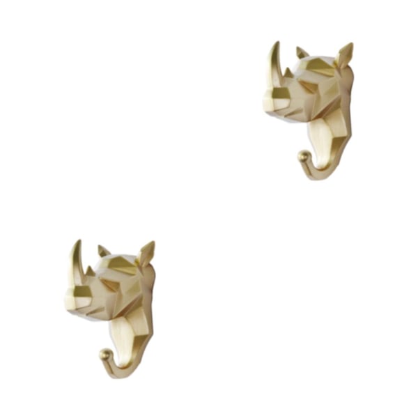 1/2/3/5 Robust og holdbar dyrehoved nøglekrog til enkel guld (næsehorn) Gold (rhino) 2 Set