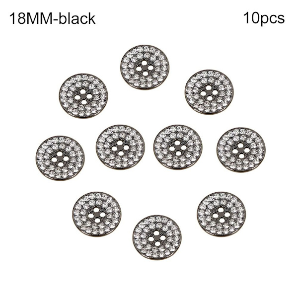 Metal Rhinestone Knapper Skjorte Knapper Sort 18MM10PCS 10PCS sort black 18MM10pcs-10pcs