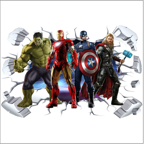 3d Avengers Wall Decal Marvel Super Hero Wallpaper for room decoration