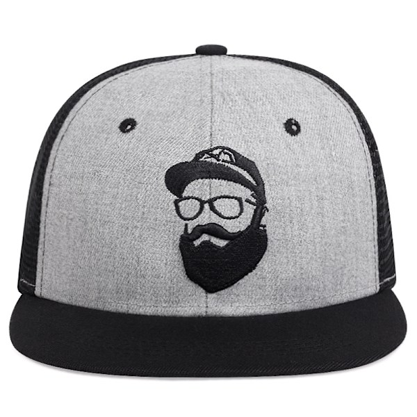 Mustache Old Man Broderet Baseball Hat Fashion Sommer Mesh Casual Street Hip Hop Flad Skygge Black mesh hat