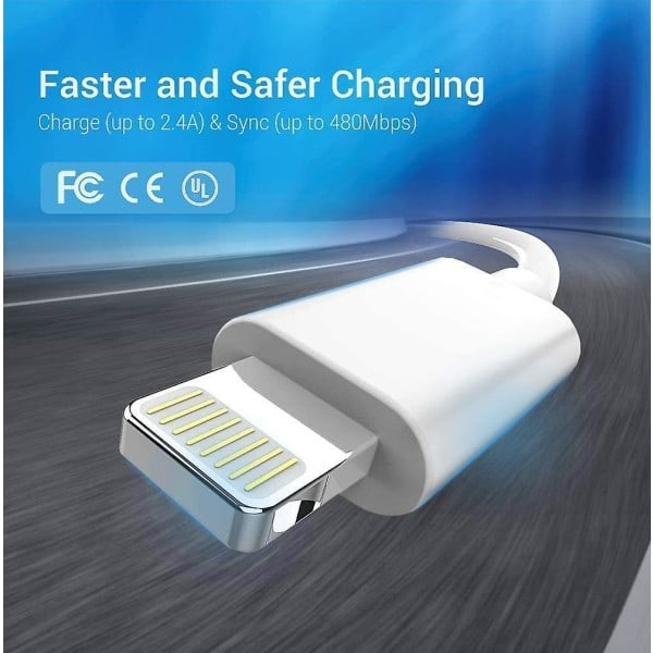 3 stk iPhone-lader 3p2m iPhone Lightning-kabel Ultra Slitesterk Kontakt for iPhone 13/13 Pro/12/12 Pro Max/11/11 Pro/x/xs/xr/8/8 Plus/7/7 Plus/6s/6s