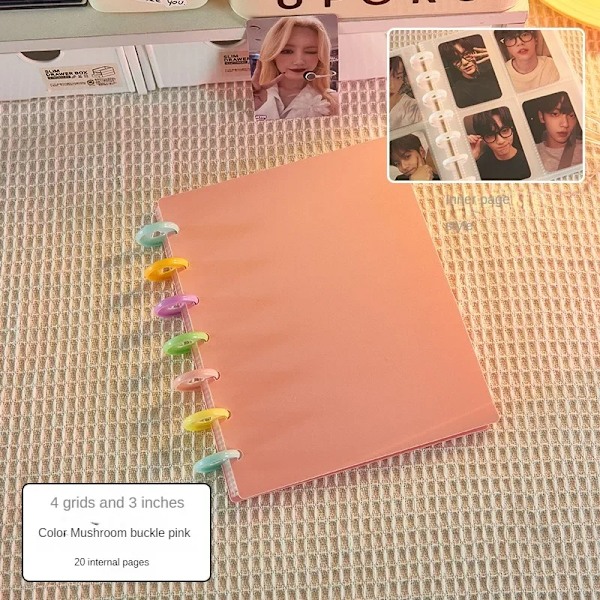 Ins-valokuva-albumi Kpop-kansio Photocards-pidike Luova Idolin korttien keräyskirja Junalippu Albumikorttien kansio Opiskelijan tarvikkeet Pink