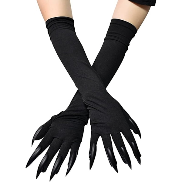 Halloween Costume Paw Gloves Long Fingernails Black Party Gloves Cat Claws Halloween Prop Wolf Claws Glove Cosplay Costume