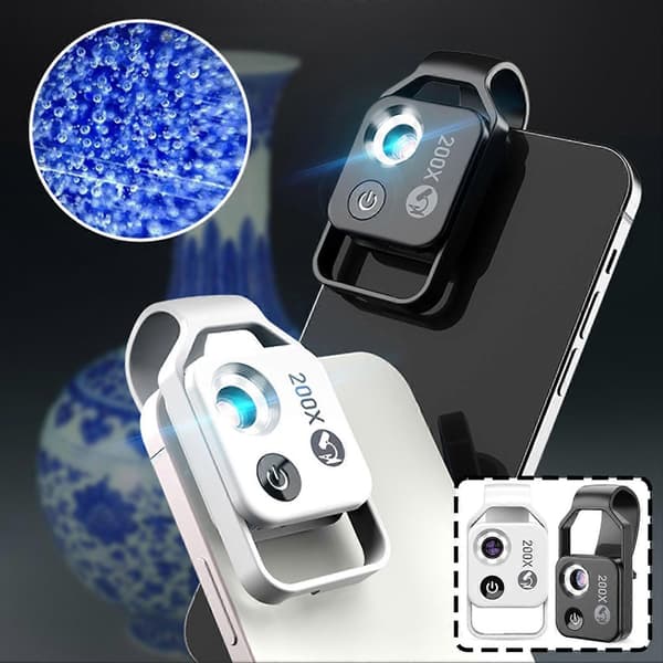 Nano-Zoom 200x for iPhone Bærbar Telefon Mikroskop Linse For IPhone Androids(h}) White B