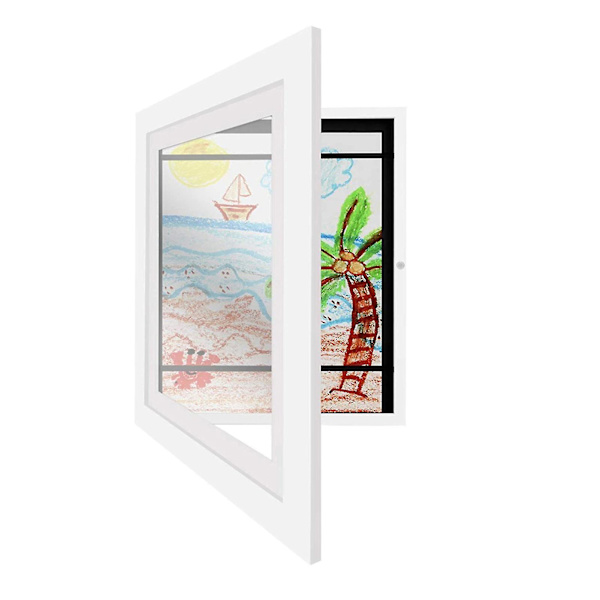 Barnerammer for kunstverk - Enkel å åpne foran - Ramme for kunsttegninger White