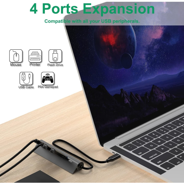 4-porters USB 2.0 Hub - USB Data Hub - USB-fordeler