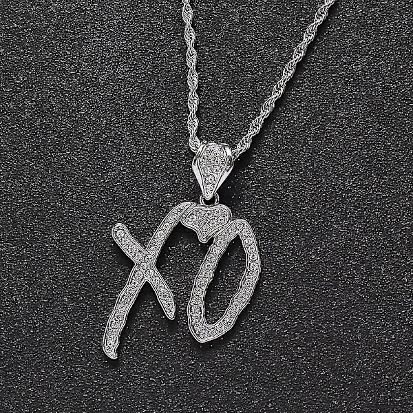 Upea muodikkaampi Hip Hop Rock Ice Out -kirjain Xo kuutiosirkonipendantti kaulakoru miehille Cool Rock Party Jewelry A Gold