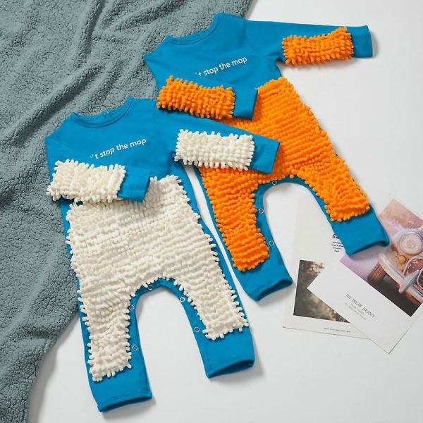Babykläder 2023 Nya Baby Krypande Kläder Baby Moppande Krypande Kläder Mörk Knapp Engelsk Långärmad Overall Blå orange Blå orange Blue orange 6M