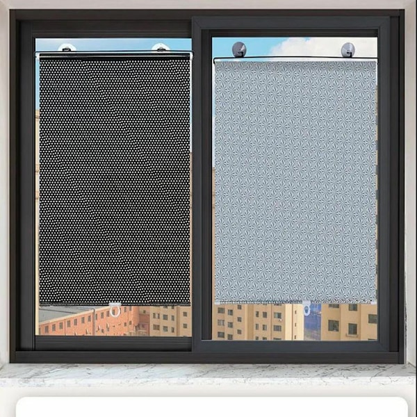 2 stk rullgardiner sugekopp solskjerming blackout gardin bil hjem vindu gardiner sølv Silver 45*125CM
