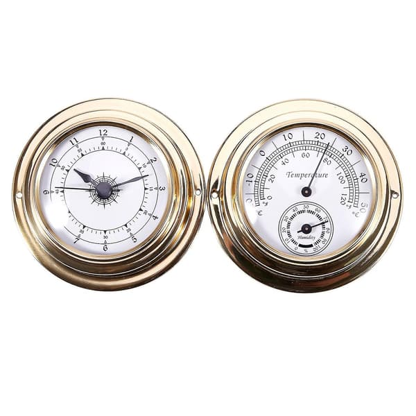Termometer Hygrometer Barometer Klokker Klokke 2 Fullt Sett Værstasjon Måler