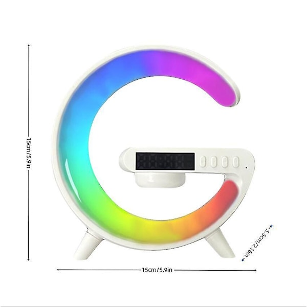 Bluetooth-högtalare Trådlös laddare Atmosfärslampa, bluetooth-högtalare Musikklocka Alarmknapp och appstyrning
