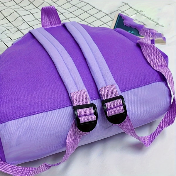 1 st Girl's Cartoon Travel Bag, söt väska med broderad canvas, perfekt val för presenter Purple