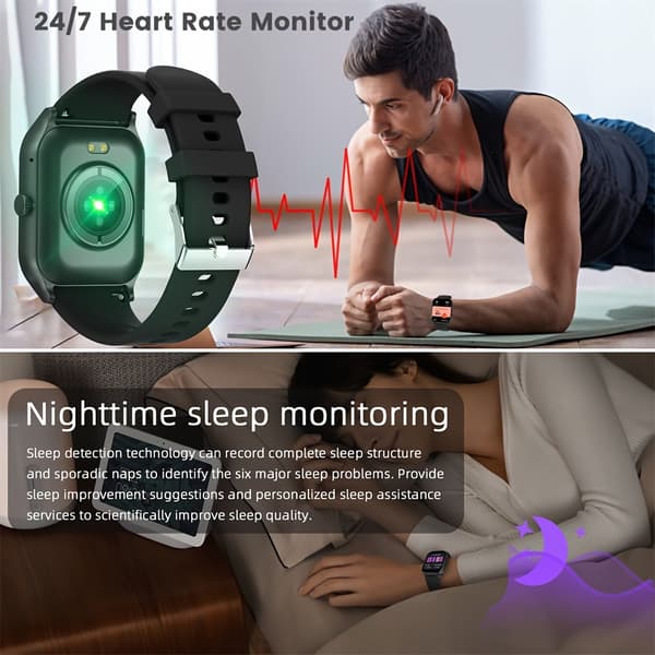 2.01\" Stor skärm Smart Watch (Ring/Svara samtal), Full Touch BT Samtal Smartwatch Kompatibel