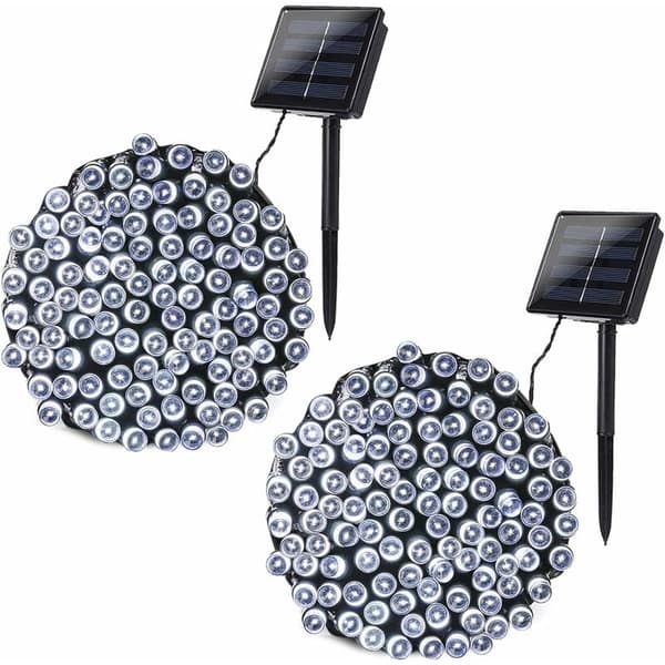 [2-pakning] Solcelle-strenger utendørs, 22m 200 LED 8 moduser