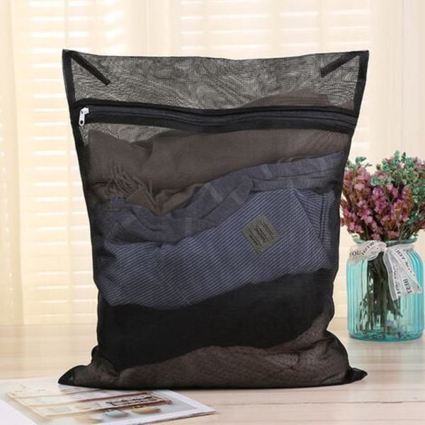 - Vaskenet Vaskemaskine Sæt med 2 Mesh Vasketøj Vasketasker med Lynlås Vasketøj Net XL Stor Størrelse til Delikate Bluser Skjorter (60x60cm, Sort)