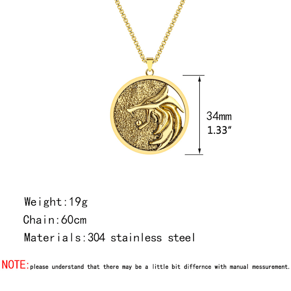 Witcher Halsband Varg Medaljong Hänge Halsband Norse Viking Smycken för Varg Älskare Present till Alla Hjärtans Dag Födelsedag
