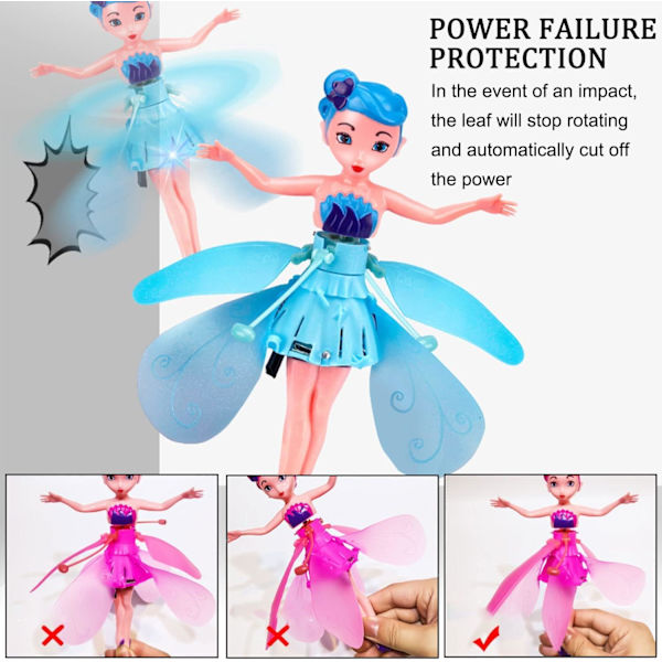Lentävä kimalteleva keiju - Kristallilentokoneet sateenkaaren kimalteella, USB-taikapeikko lentävä keiju. Sisätilojen taivaantanssijoiden prinsessanukke lumoavaan hauskanpitoon ice and snow