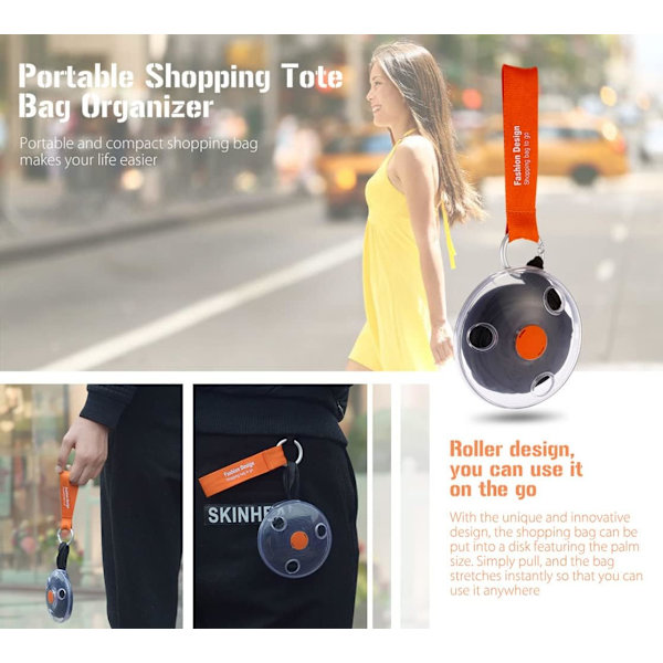 Uudelleenkäytettävät ostoskassit 4 pakkausta Disk Portable Shopping Bag Shopping Shoulder Bag