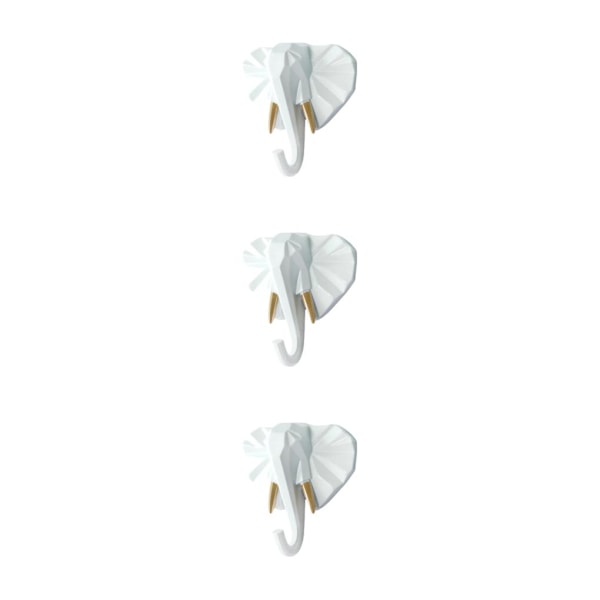 1/2/3/5 Robust og holdbar dyrehoved nøglekrog til enkel hvidguld (elefant White gold (elephant 3 Sets