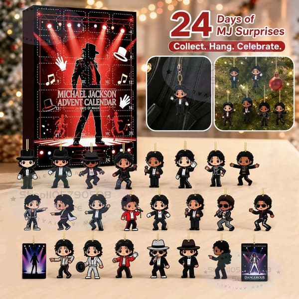 Michael Jackson Julekalender 24 dager Nedtelling til jul Gaveeske med samleobjekter i akryl som hengende ornamenter A 1PC