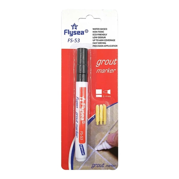 6-pak fugepenn fuge flispenn skjøtmarkør med skjøtreparasjon for flisvegg gulv svart skjøtmarkør