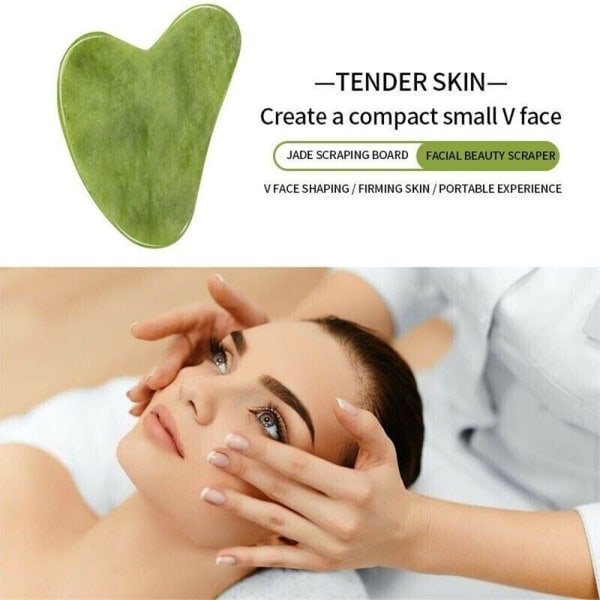 2 st Jade Gua Sha-bräda GuaSha Skrapning Massageverktyg Ansikte