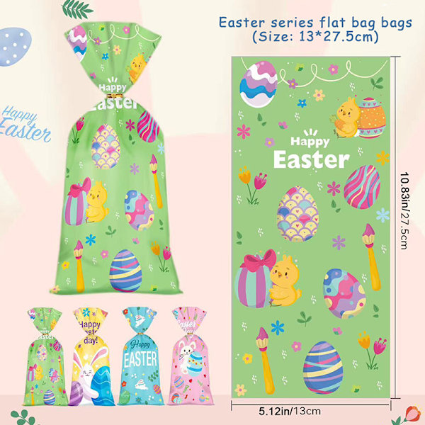 50 stk./parti Happy Easter slik kage gavepose æg plastik pakke