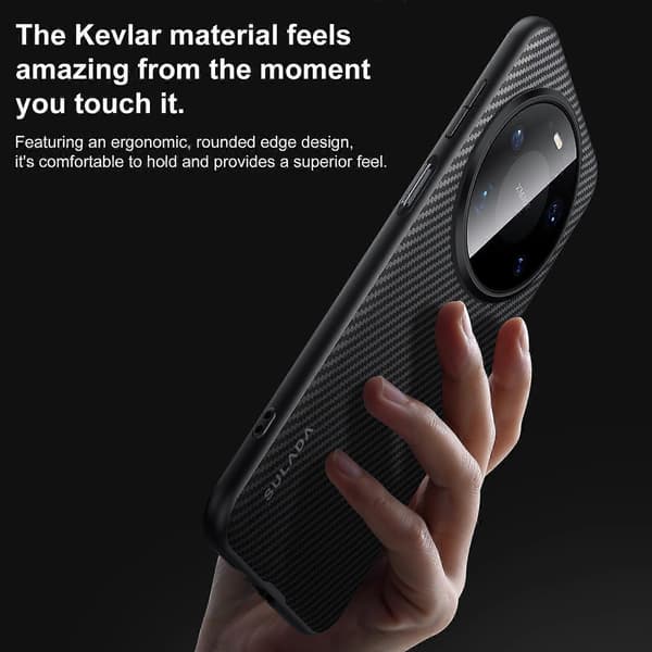 SULADA 600D Kevlar Textur PC Stötsäkert Mobilskal Black For Huawei Mate 80 / Mate 80 Pro