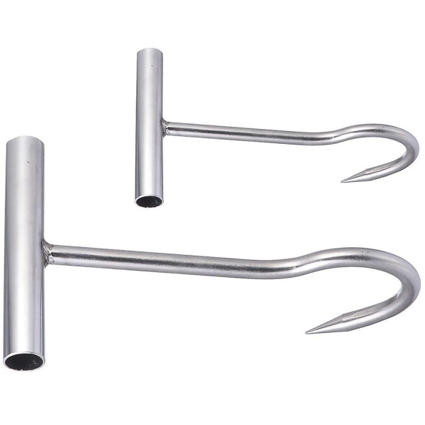 2pcs Meat Hooks Stainless Steel T-Shaped Hooks Meat Processing Hooks for Butchers Silver30X10cm Silver